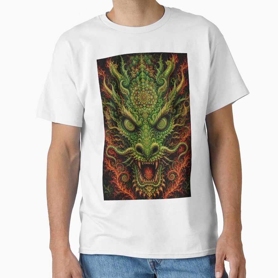 Green Chinese Dragon With Mandala And Fractals, Hypnotic Eyes by hyperbeast store