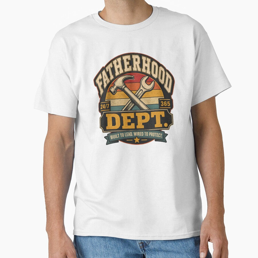 Fatherhood Dept 24/7 365 Vintage Retro Dad Tools Badge by BarLizaStudio