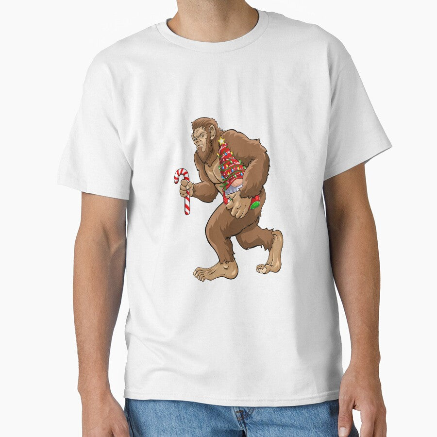 Bigfoot Christmas Funny Gnome Candy Cane Snowflake by Leslie Smith