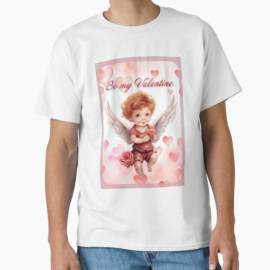 Valentine card with baby angel with wings St Valentine's Day postcard Watercolor by Createya