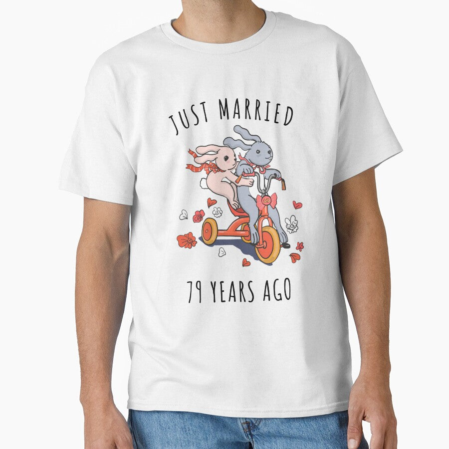 Just Married 79 Years Ago - 79th Anniversary Couple Bunnies Tee, Phone Cases And Other Gifts by MemWear