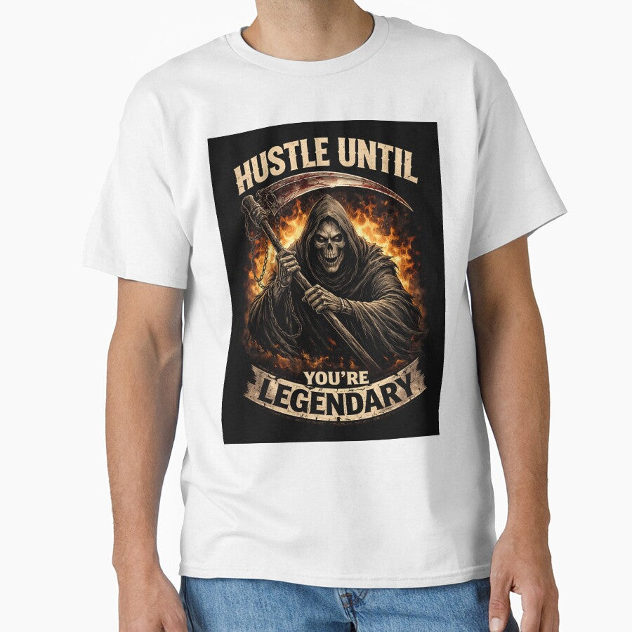 Hustle Until You’re Legendary Grim Reaper Dark Aesthetic Streetwear Design by apex.vibe