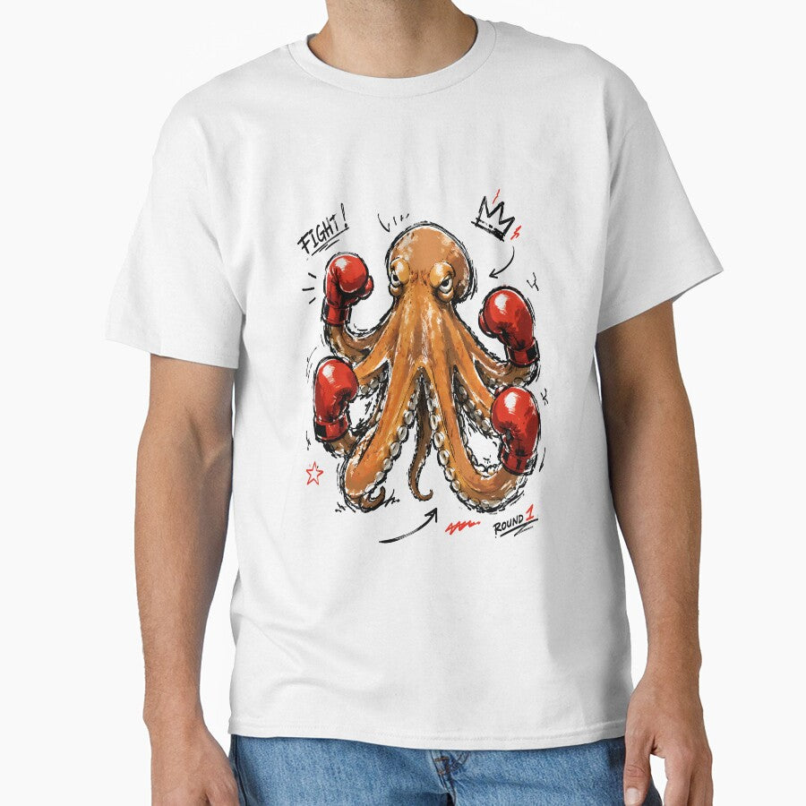 Fight Round 1 Boxing Octopus – Bold Hand-Drawn Warrior Art by RamyGallery
