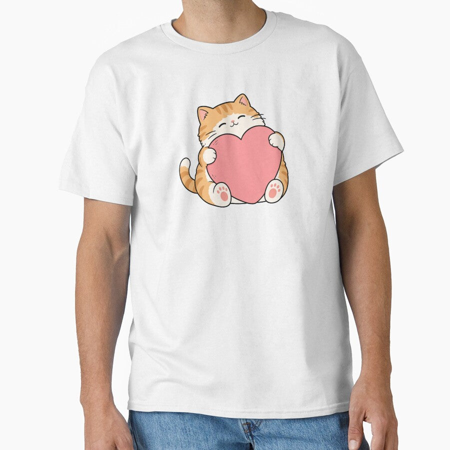 Cute Cat Holding Pink Heart by MonkiFlipp