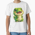 Cute Baby Dinosaur – Happy Green Chibi Dino Sticker by AlexLineArt