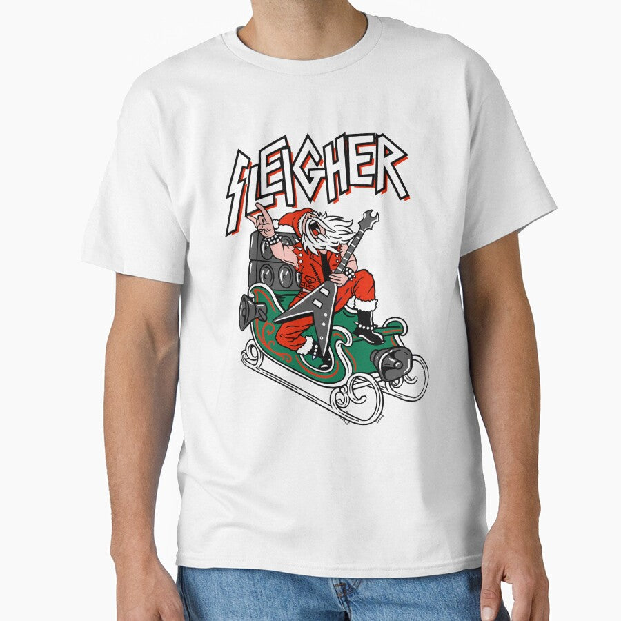 Ugly Christmas Sweater Sleigher - Heavy Metal Santa by JeniHendrick