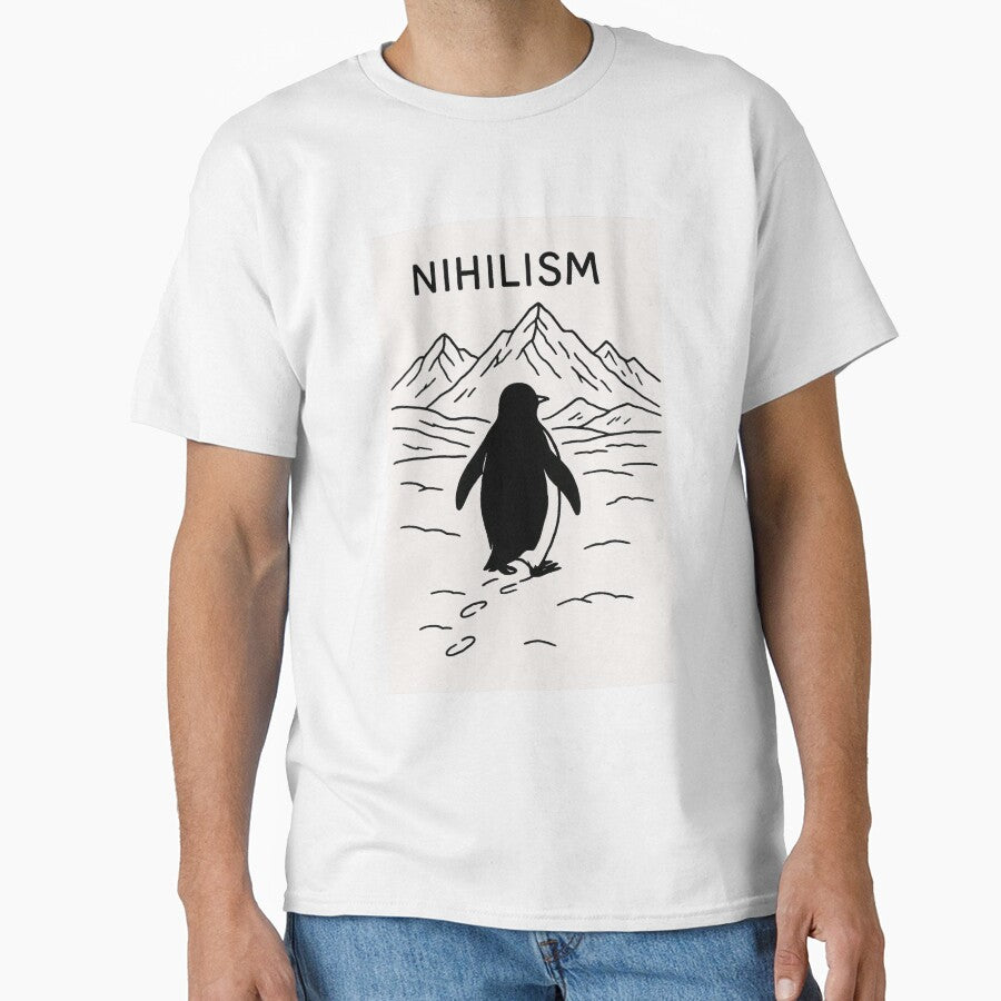 Nihilist Penguin Black and White by Pop Goes The Word