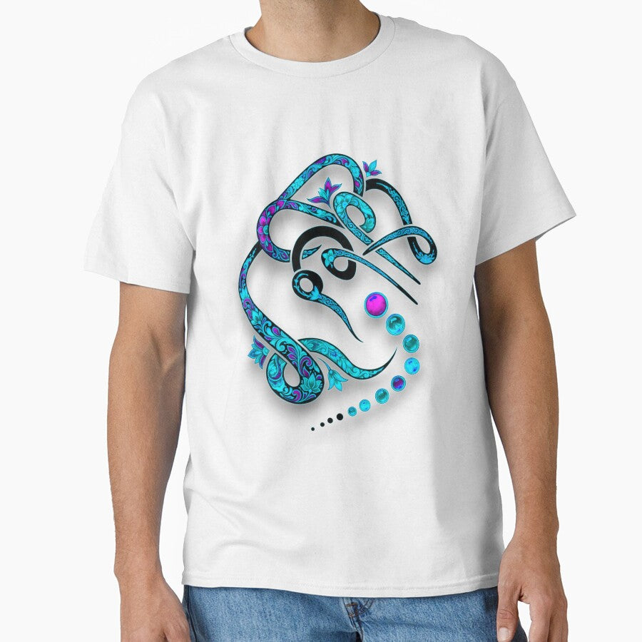 Ornate Floral Script with Glowing blue Accents by blacK1982White