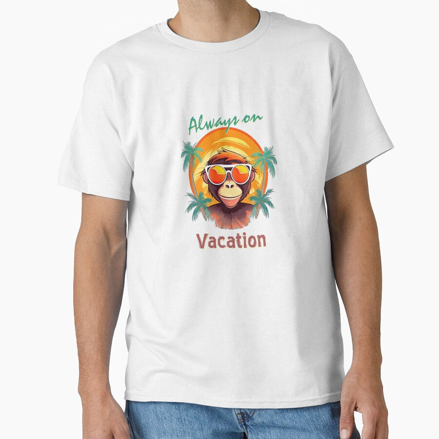 Always on Vacation Monkey by TeePulseMania