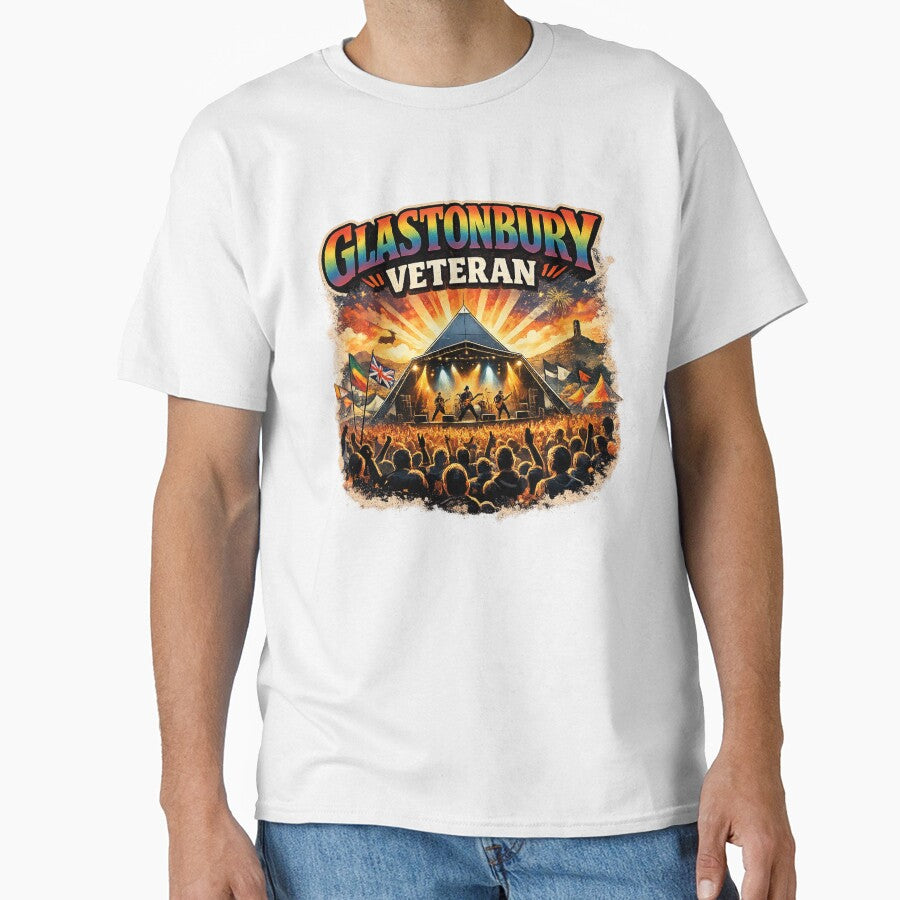 Glastonbury Veteran – UK Music Festival Crowd Retro Design by GarnerSupplyCo