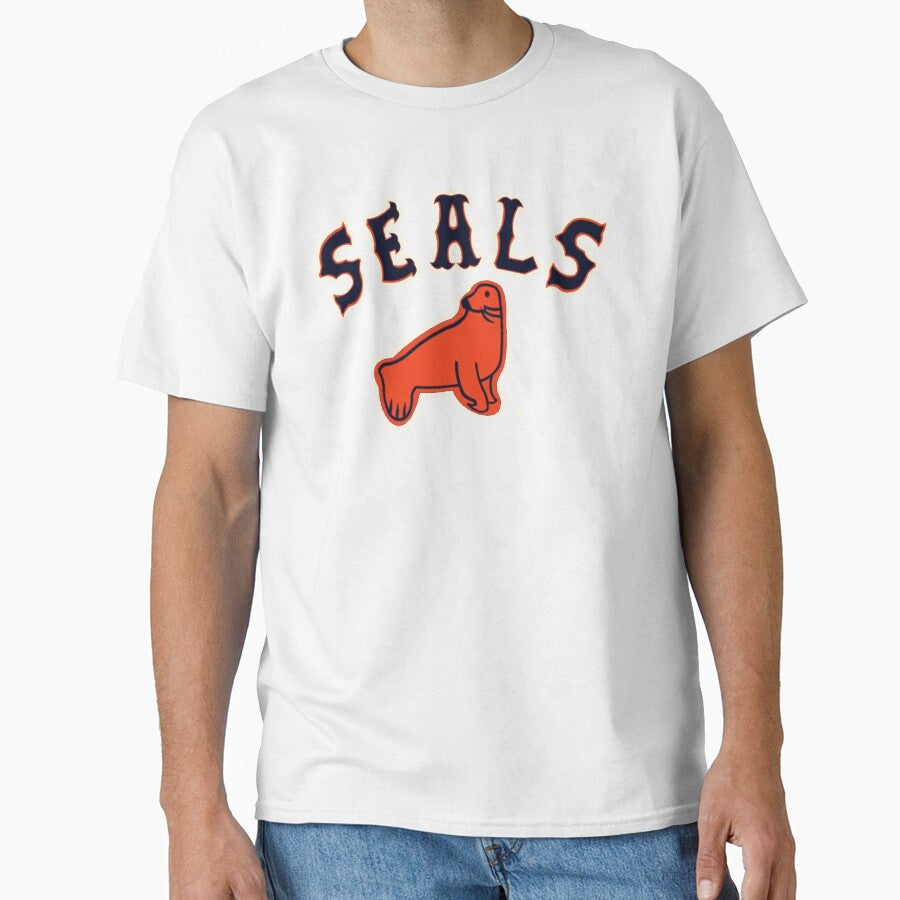 THE VINTAGE OLD SCHOOL CUTE LITTLE OLD SCHOOL PACIFIC COAST SAN FRANCISCO SEALS SHIRT AND STICKER by Letsmile