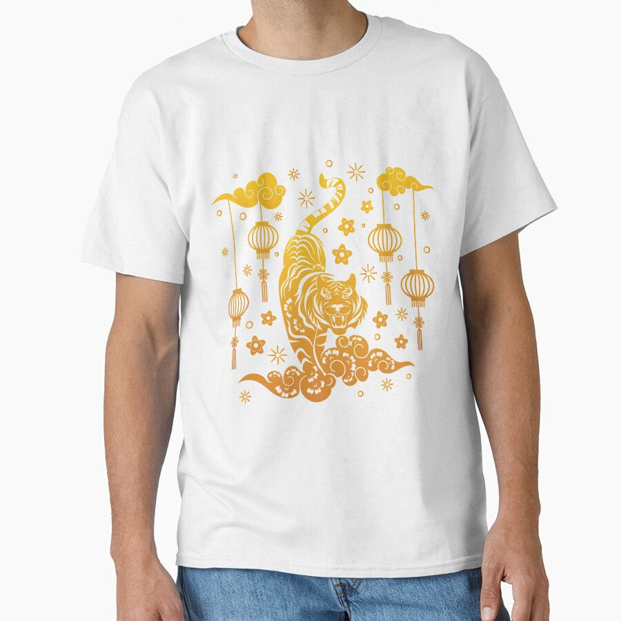 Happy Chinese New Year 2022 Year of the Tiger - Gold Tiger on a Cloud - Red by johnta17
