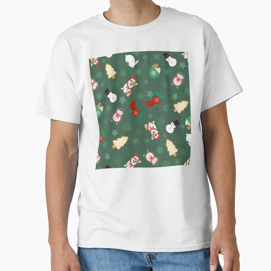 Green and White Christmas with dogs by Eunoia-ikigai