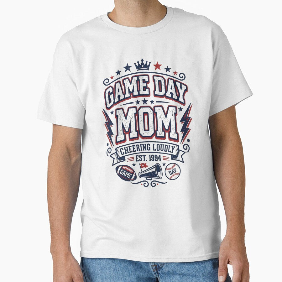 Game Day Mom Shirt, Cheering Loudly Sports Mom Tee, Baseball Football Mom Gift, Team Mom Game Day Outfit by PlumArtDesign