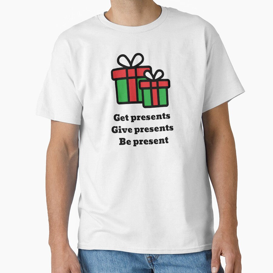 "Get presents, give presents, be present" - nice and cute Christmas design from CoolCleverCute (black) by CoolCleverCute