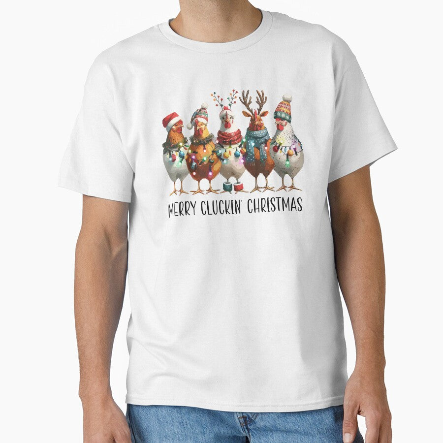 Merry Cluckin' Christmas funny chickens by 21DashDesigns