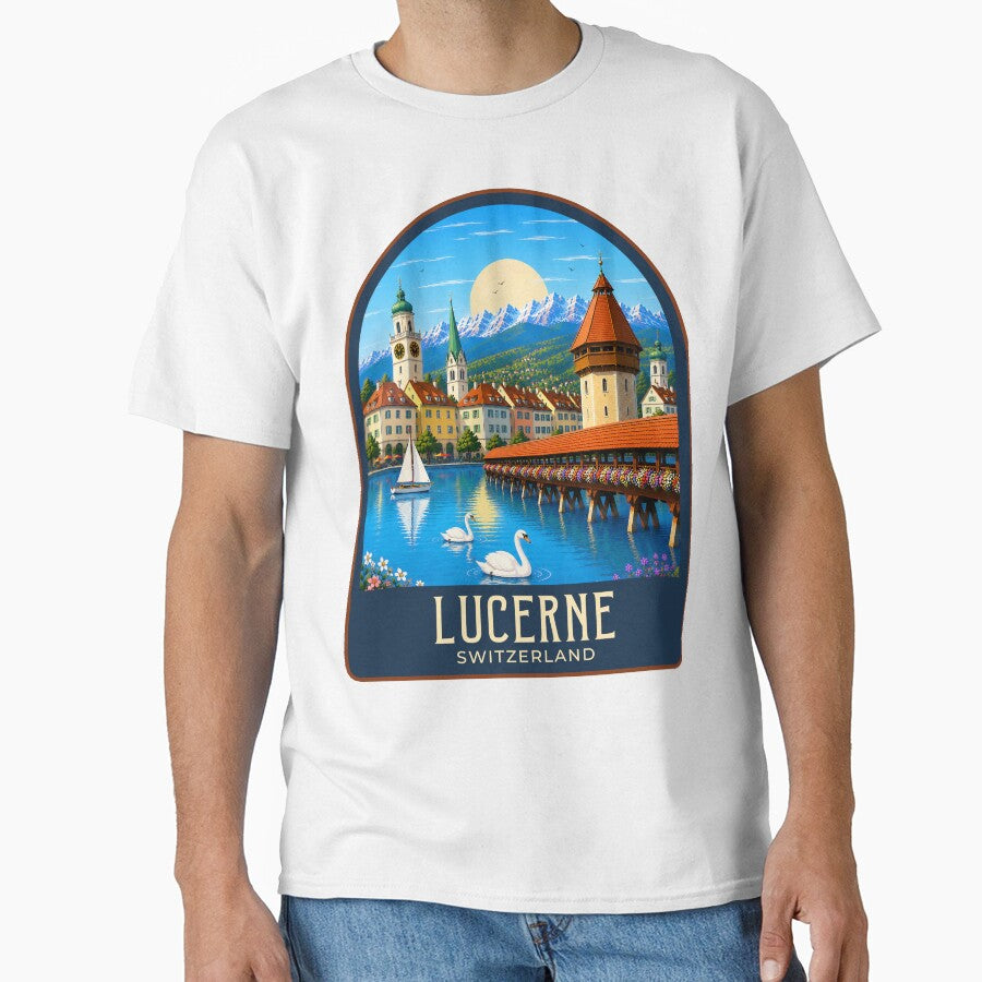 Lucerne Vintage Travel Illustration by HomeLivingCo