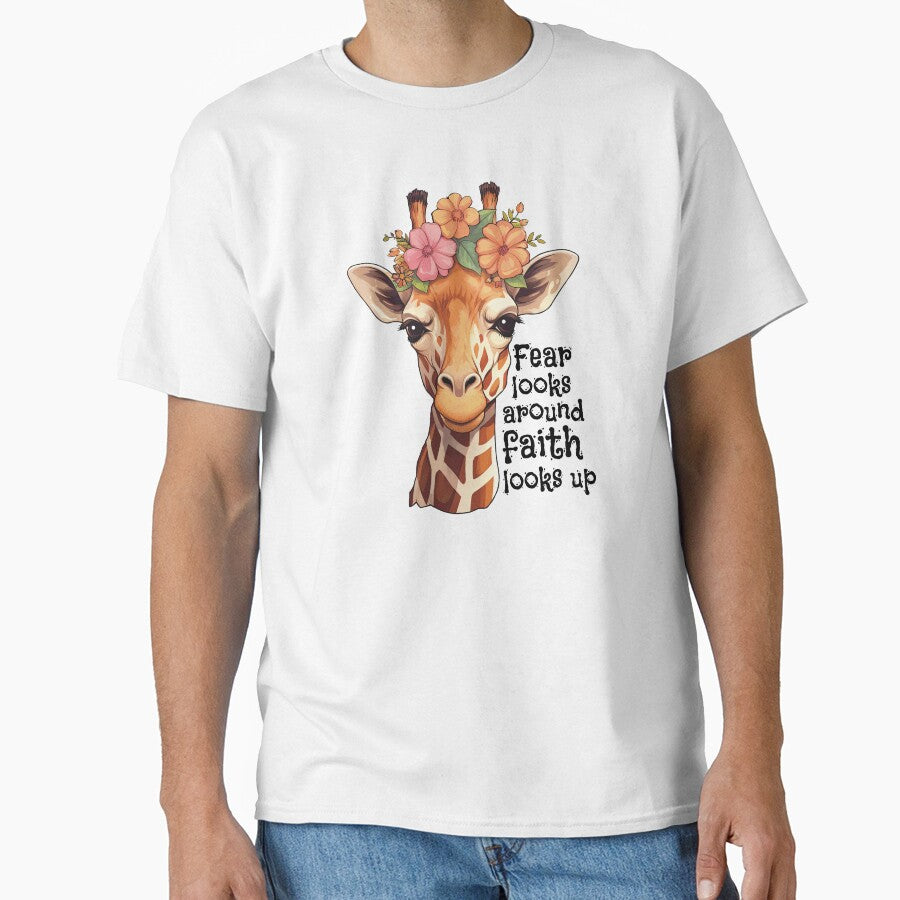 Fear Looks Around Faith Looks Up Christian Faith by RockFireMerch
