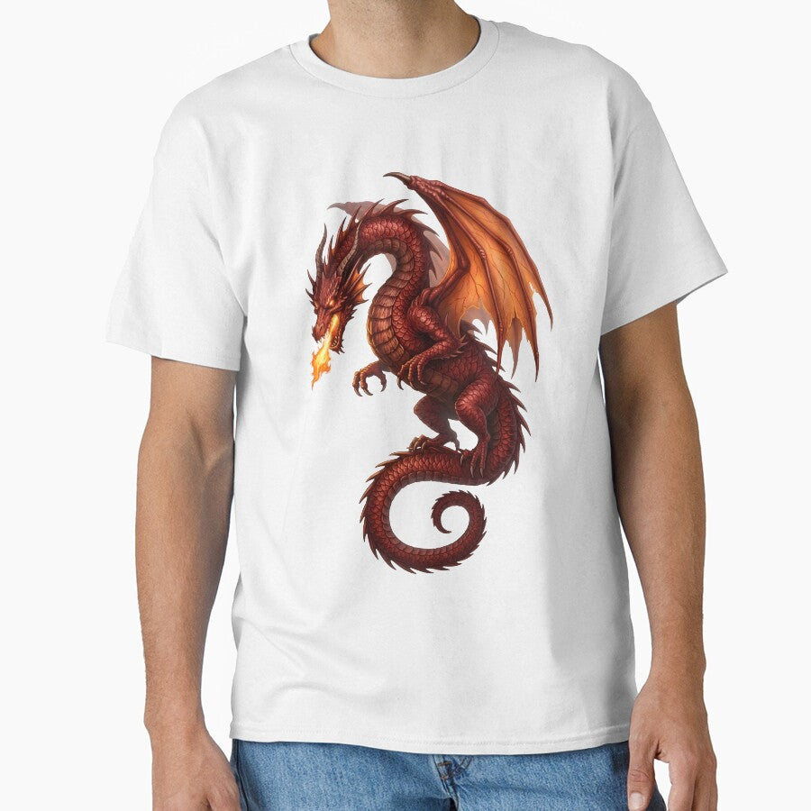 Majestic Red Fire Dragon Fantasy Art by DragonSerpent Ink