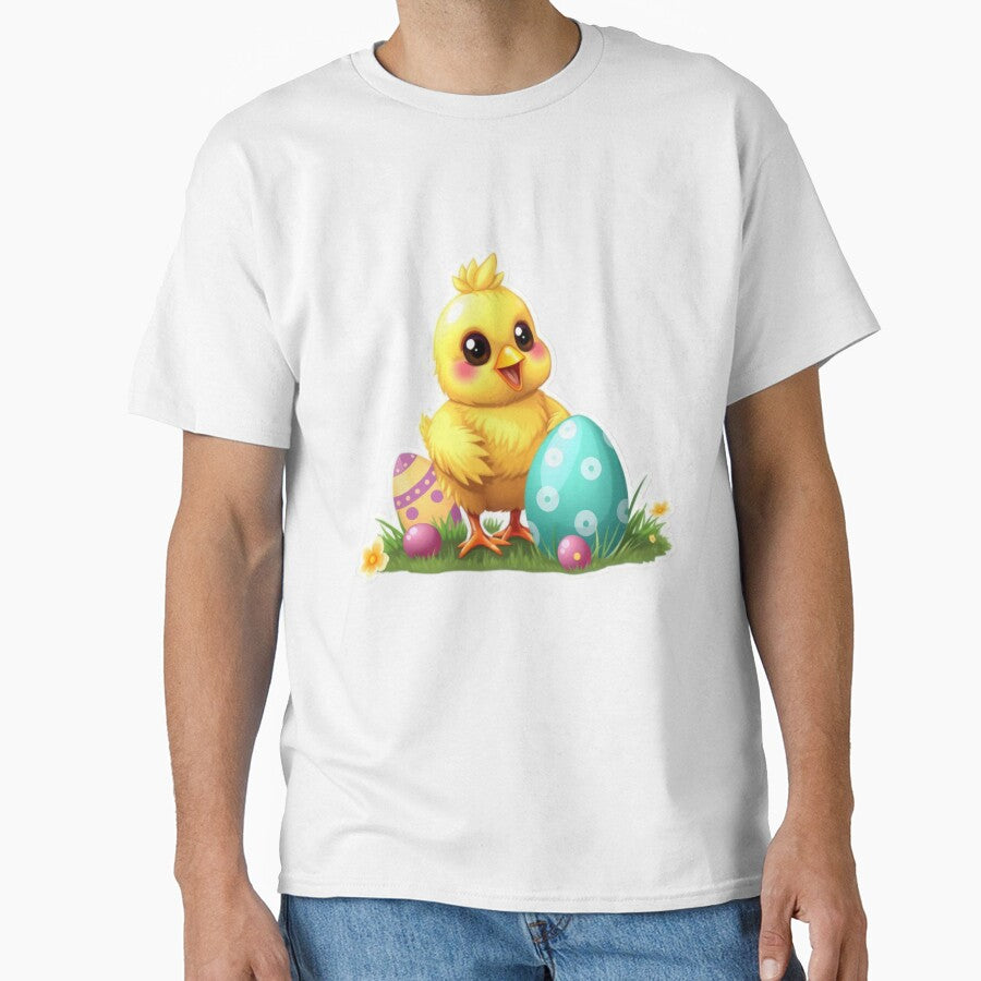 cute Easter yellow chicken with colored eggs Sticker,cute easter,Happy Easter,Easter Day,easter illustration by Expressions-Sel