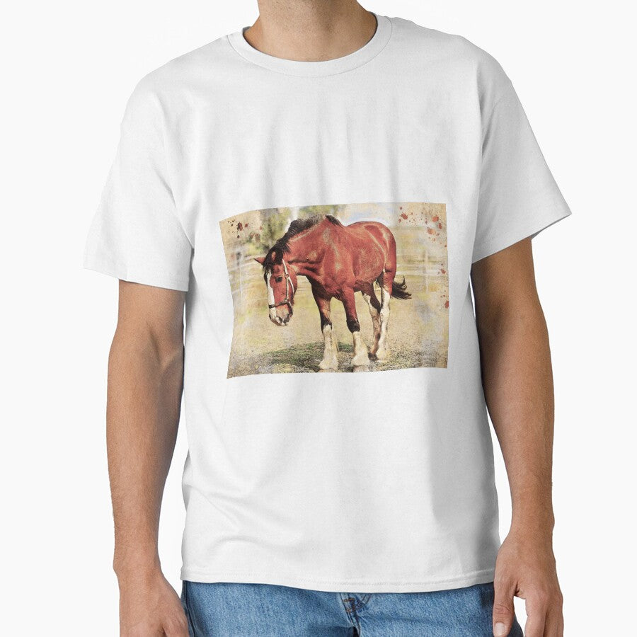 Brown shire horse outside – digital painting with vintage look by NickoPrints