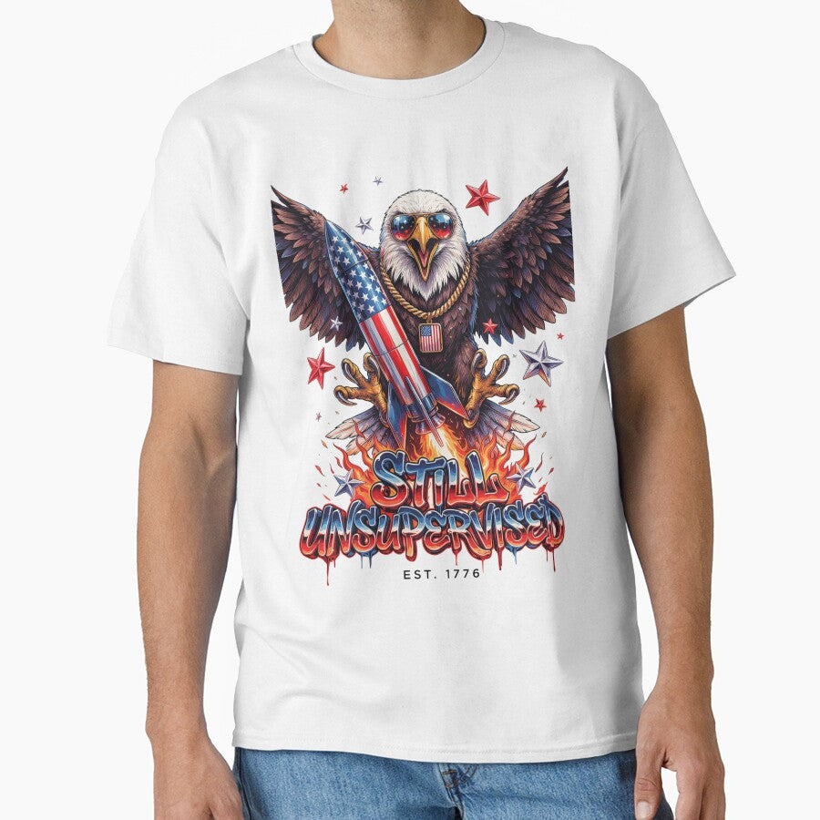 Still Unsupervised Gangster Eagle Gold Chain Rocket Tee v4 by DarylWelsh2024