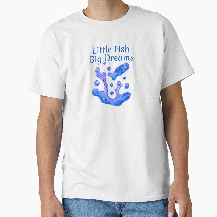Little Fish Big Dreams Watercolor art hand drawn by Deepness2023