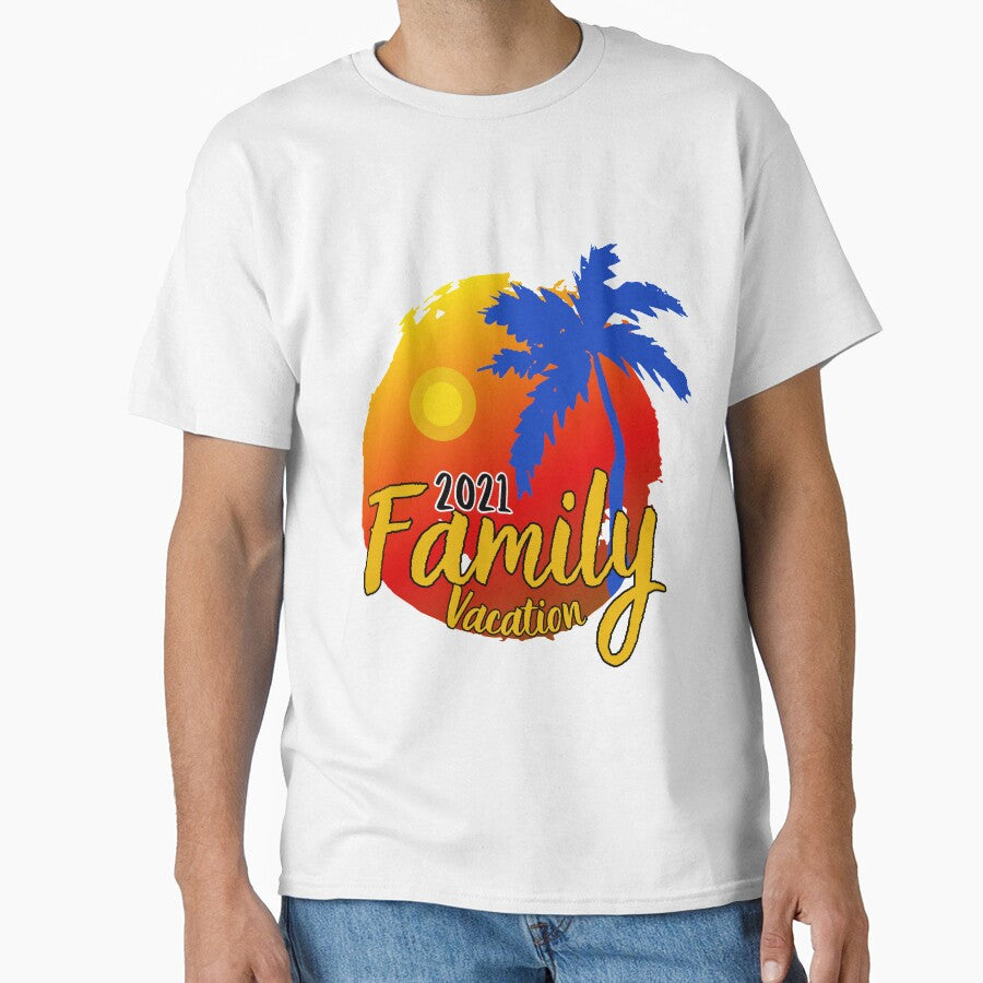 Copy of Family Vacation 2021 Red and Yellow Beach Sunset and Coconut Tree 3 by MyPrintCharming
