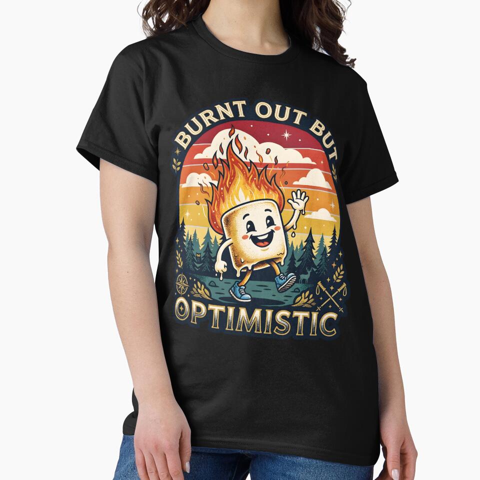 Burnt Out But Optimistic Funny Marshmallow by AlphaTeez
