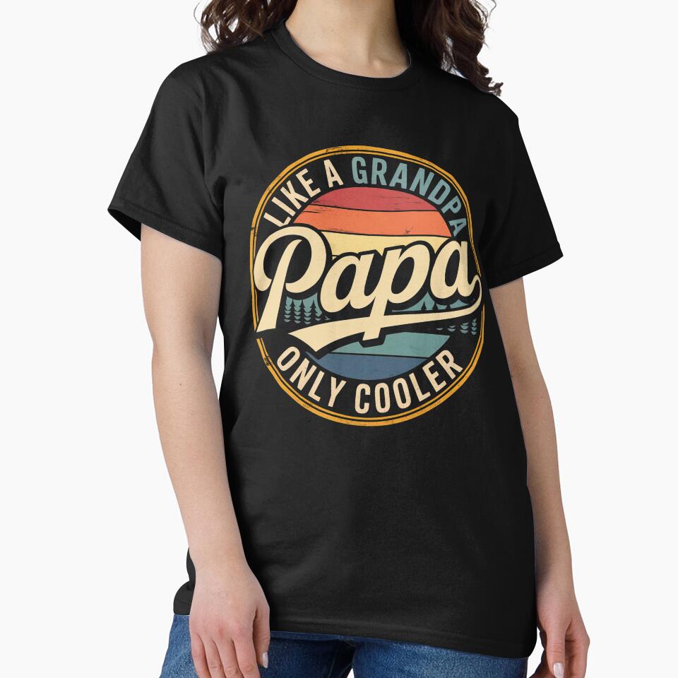 Papa - Like a Grandpa, Only Cooler | Vintage Retro Sunset Badge Grandpa Gift by PosiMCreations