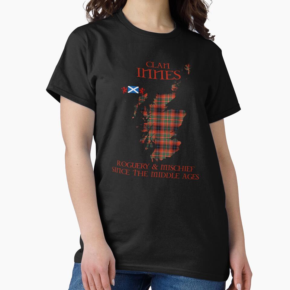 Clan Innes Red tartan Scotland map Saltire flag and lion rampant scottish by Clan1093