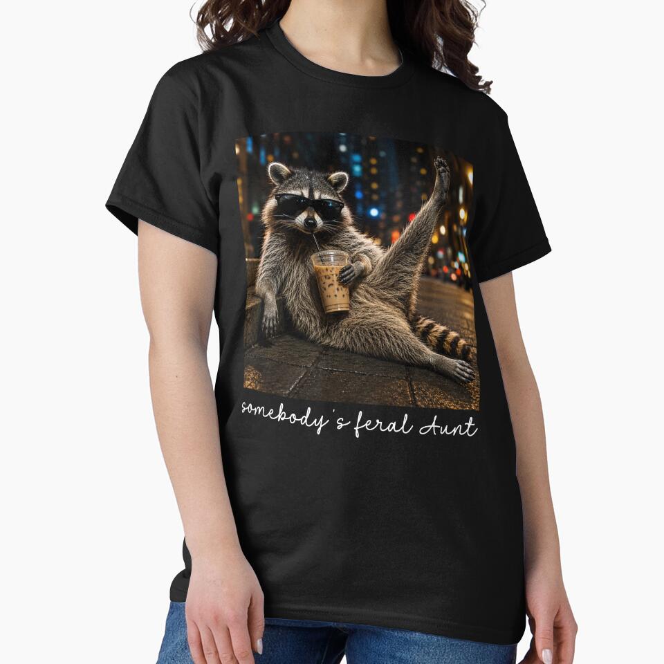 Somebody’s Feral Aunt Raccoon With Iced Coffee Energy by FreshVibe Prints