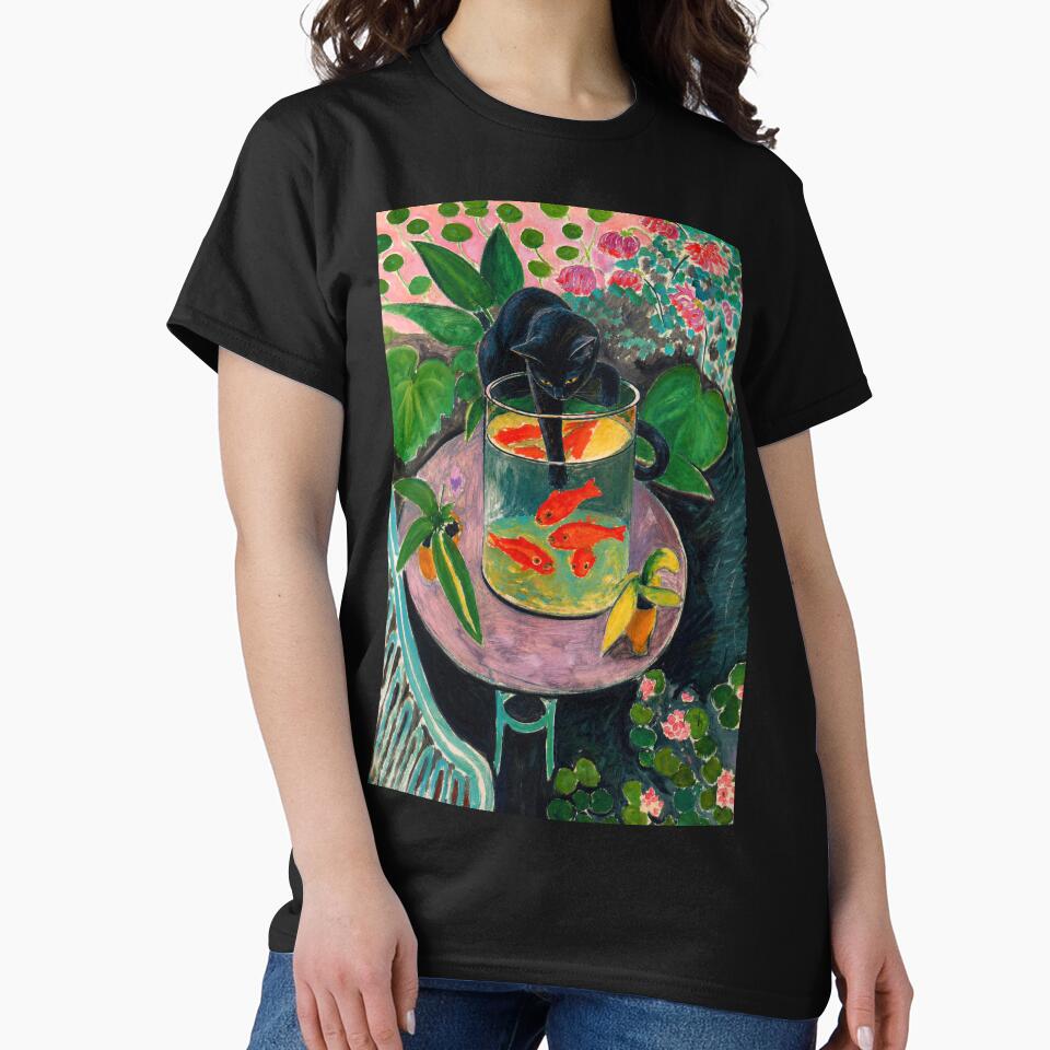 Black Cat with Goldfish After Henri Matisse | Fauvist Botanical Wall Art Poster by artofuniverse