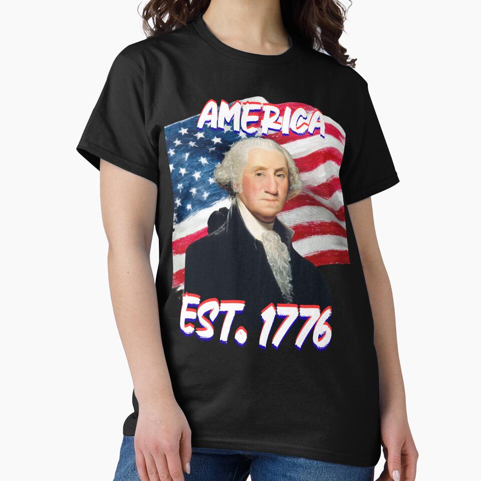 America Est 1776 George Washington US Flag Independence Day by Kuzmier