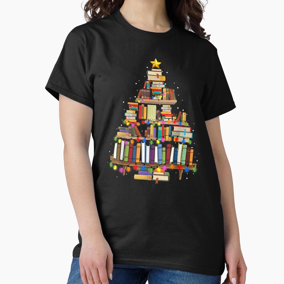 Christmas Tree made of books Shirt, gift for book lover, Gift For Teachers, Book Tree, Book Lovers Christmas Shirt, Bookworm Christmas Shirt by ppleroth