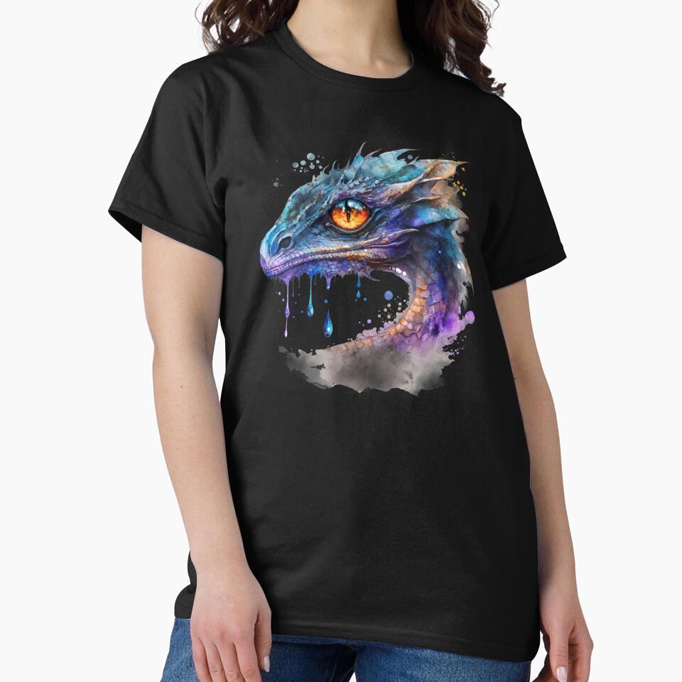 Watercolor Blue Dragon, Water Dragon Portrait by MoonFoxDesign