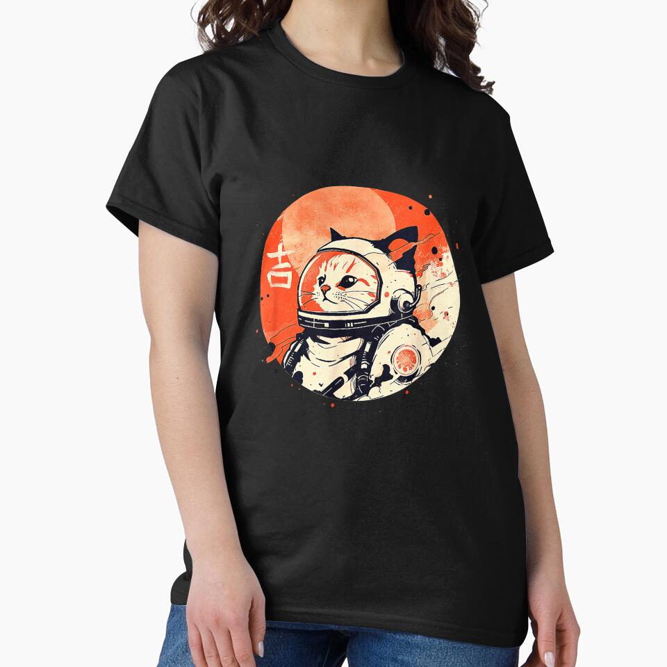 Japanese Minimalist 1950s Retro Space Cat Good Luck Kanji by Animal-Replicas