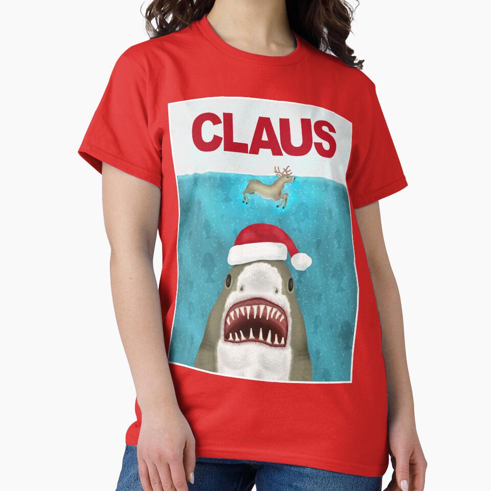 Funny Christmas Santa Claus Shark Reindeer Humor by emkayhess