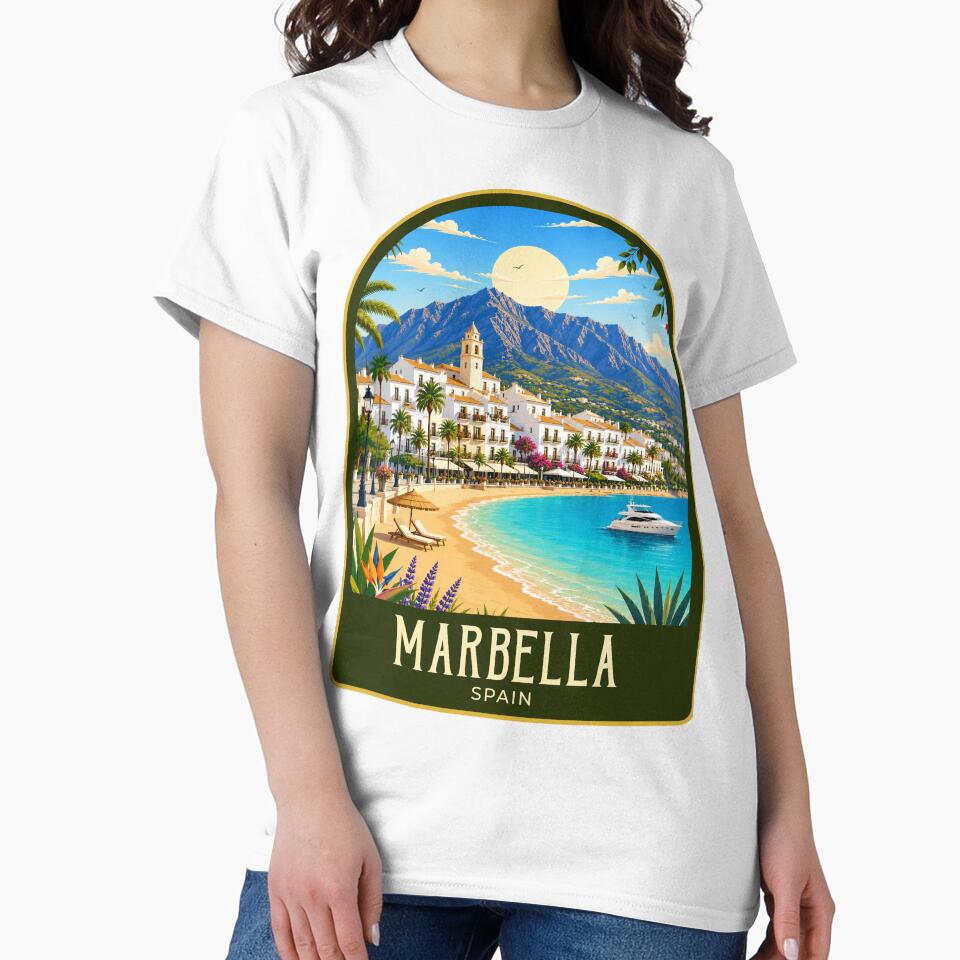 Marbella Vintage Travel Illustration by HomeLivingCo