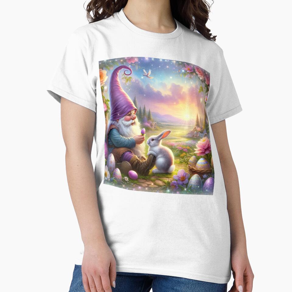 easter gnome with Purple hat with rabbit  and flowers magical  landscape by Expressions-Sel
