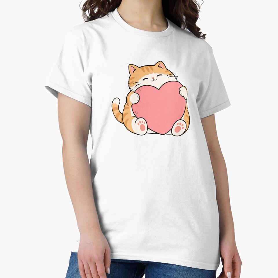 Cute Cat Holding Pink Heart by MonkiFlipp