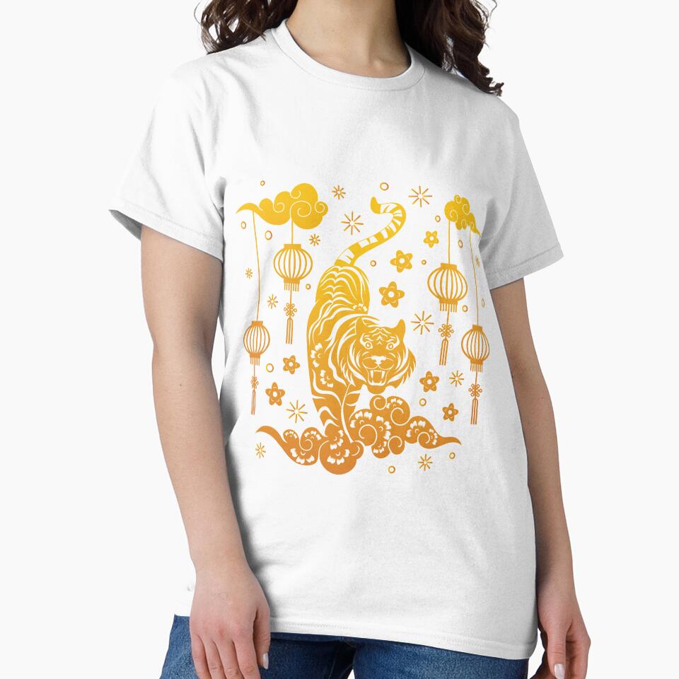 Happy Chinese New Year 2022 Year of the Tiger - Gold Tiger on a Cloud - Red by johnta17