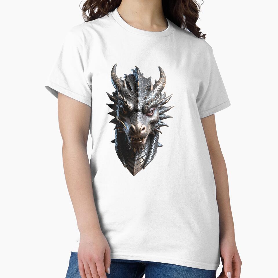 Black Dragon Head – Dark Fantasy Dragon Portrait Illustration by AnimalAirtistry
