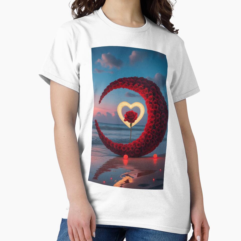 Valentines Day crescent of red roses on the sea landscape, valentine  landscape,valentine art,valentine design by Expressions-Sel