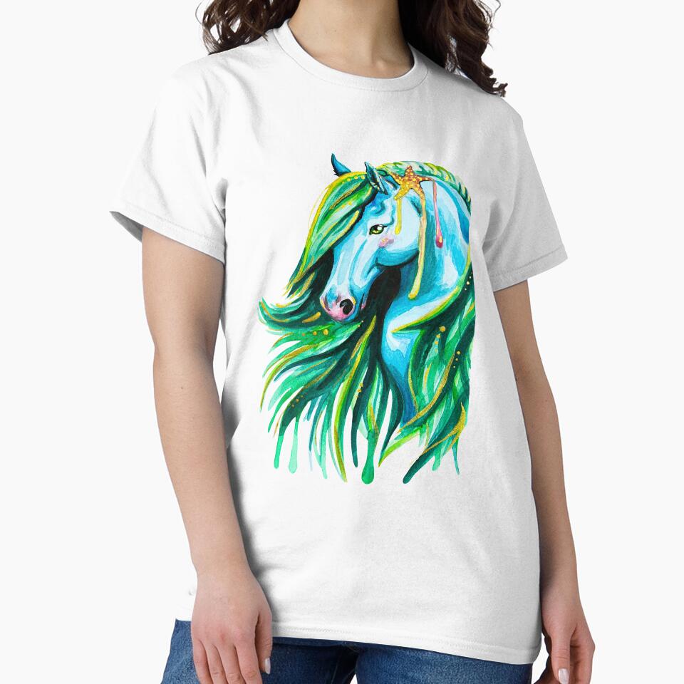 Watercolor Blue and Green Kelpie Horse by Lady-Lilac