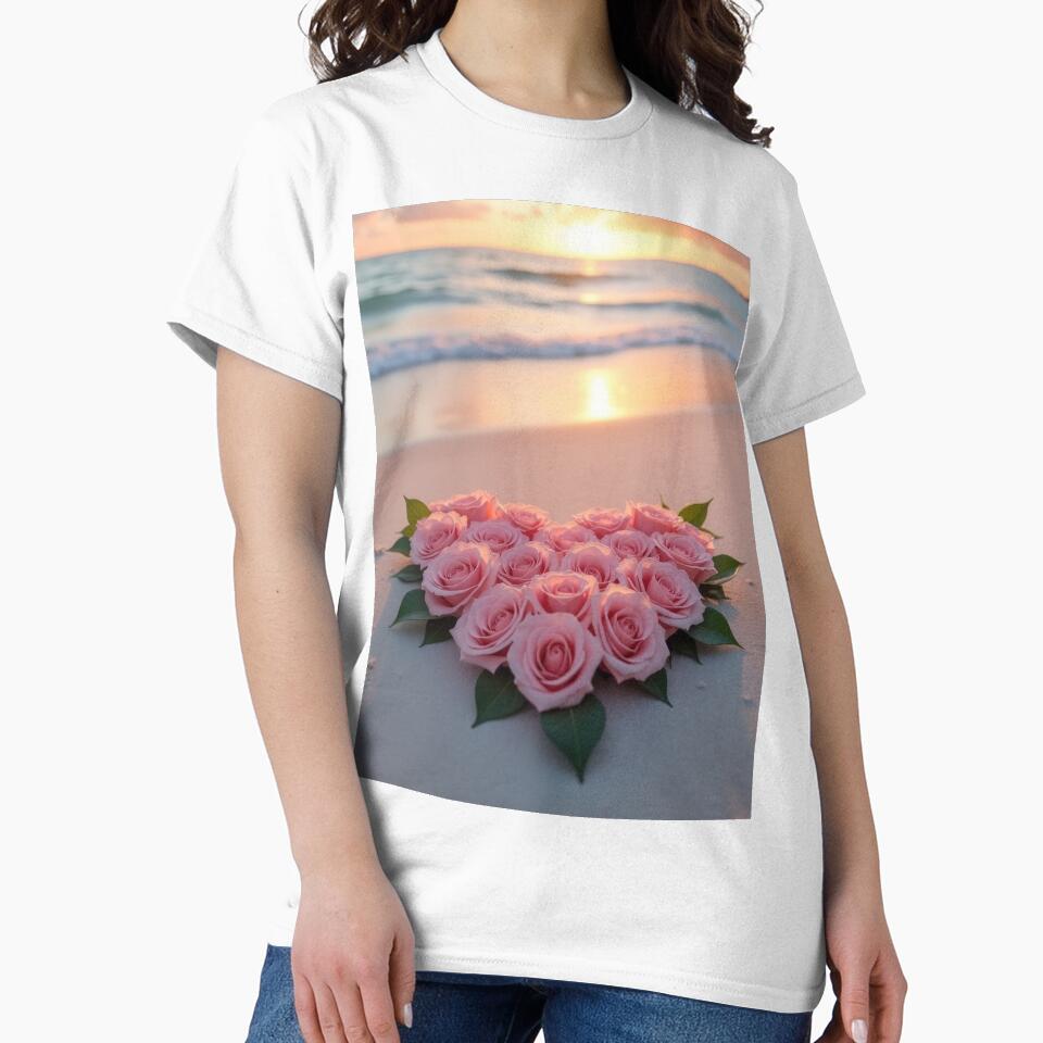 Valentines Day pink heart of roses on the beach landscape, valentine  landscape,valentine art,valentine design by Expressions-Sel
