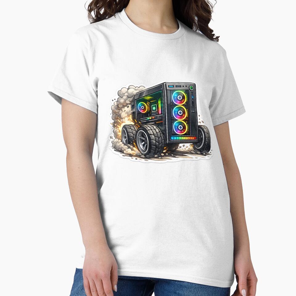 Funny Computer on Wheels Sticker by FabricaD