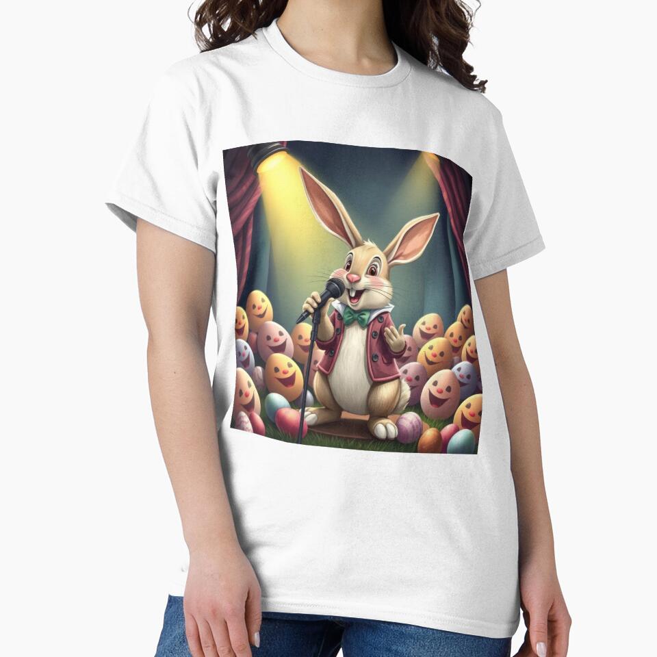 funny Easter bunny  sings a concert with colored eggs, funny easter,Happy Easter,Easter Day,easter illustration,Easter by Expressions-Sel