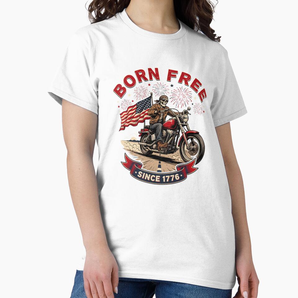 Born Free Since 1776 Skeleton Biker Independence Day by ArcticFoxStudio