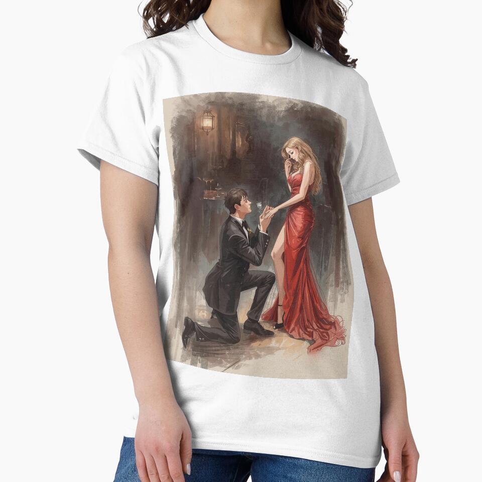 Girl in Red and men in black is proposing her - Valentine Special - Couple Romantic moments by RSDigitalPrintDesign